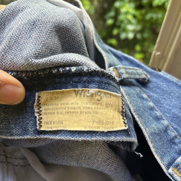 Vtg Wrangler Jeans Sz 12 X 34 wide leg mid rise farm rustic cotton frayed hemmed - Picture 4 of 13